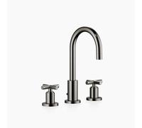 Dornbracht TARA Mezclador de lavabos de tres orificios con juego de desagüe, 135 mm de proyección, 20710892-19, Color: Cromo oscuro