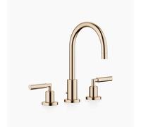 Dornbracht TARA Mezclador de lavabos de tres orificios con juego de desagüe, 165 mm de proyección, 20713882-46, Color: Champán cepillado