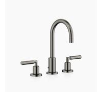 Dornbracht TARA Mezclador de lavabos de tres orificios con juego de desagüe, caño giratorio 360°, 135 mm de proyección, 20710882-99, Color: Platino oscuro mate