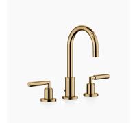 Dornbracht TARA Mezclador de lavabos de tres orificios con juego de desagüe, caño giratorio 360°, 135 mm de proyección, 20710882-39, Color: Latón oscuro cepillado