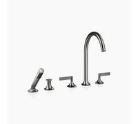 Dornbracht VAIA Mezclador de cinco agujeros para bañera, instalación en el borde de la bañera, desviador automático, maneta de palanca, proyección 220mm, 27522819-19, Color: Cromo oscuro