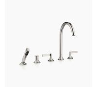 Dornbracht VAIA Mezclador de cinco agujeros para bañera, instalación en el borde de la bañera, desviador automático, maneta de palanca, proyección 220mm, 27522819-06, Color: Mate platino