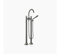 Dornbracht VAIA Mezclador de dos orificios para bañera, instalación independiente, set de ducha de mano, mango en cruz, proyección 221mm, 25943809-19, Color: Cromo oscuro