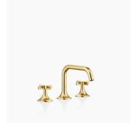 Dornbracht VAIA mezclador de lavabo de tres agujeros con juego de desagüe, maneta en cruz, 165mm de proyección, 20705809-28, Color: latón cepillado