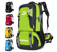 DORNNA - Mochila Trekking y Senderismo 60 Litros, Mochila Impermeable para Montaña, Camino de Santiago y Acampada con Múltiples Compartimentos. (Verde)