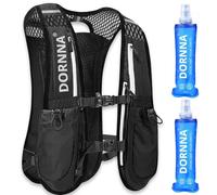 DORNNA Ultra Terra V2 - Chaleco Hidratación Trail Running + 2 Soft Flask 500ml de Regalo, Mochila de Correr Hombre y Mujer, Bolsillo Trasero para Vejigas de hasta 1.5L. (Negro + 2 Soft Flask 500 ML)