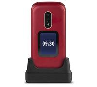 Doro 6060 Teléfono Móvil 2G Dual SIM para Mayores con Tapa con Teclas Grandes, Pantalla Externa, Botón SOS con GPS y Base de Carga [Versión Española] (Rojo)