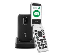 Doro 6820 4G Teléfono Móvil de Tapa para Mayores con Teclas Numéricas Parlantes, Cámara, Botón SOS y Base de Carga [Versión Española] (Negro)