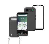 Doro - Aurora A10 Protect Pack - Smartphone para personas mayores - Fácil de usar - Botón de asistencia con localización GPS - Compatible con audífonos - Cable USB incluido - Grafito