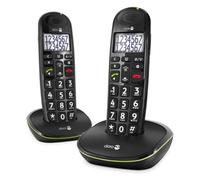 Doro PhoneEasy 110 Duo Teléfono Inalámbrico DECT para Personas Mayores con Teclas Grandes Parlantes, Función de Llamada Interna y Audio Amplificado [Versión Española y Portuguesa] (X 2 / Negro)