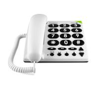 Doro PhoneEasy 311c Teléfono Fijo con Cable para Personas Mayores con Teclas Grandes, Marcación Rápida y Compatible con Audífonos (Blanco) [Versión Española]