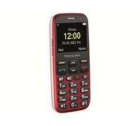 Doro Primo 368 by gsm 360086 - Teléfono móvil gsm con Pantalla a Color, Sensor de caída, Linterna, Radio FM, Calendario, Incluye estación de Carga de Mesa, Color Rojo
