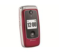 Doro Primo 418 by gsm 360029 - Teléfono móvil con Teclas Grandes, Pantalla a Color, Sensor de caída, Linterna, Radio FM, Calendario, Incluye estación de Carga, Color Rojo