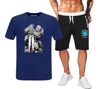 Dorohedoro T-Tshirts Camisetas y Tops and Shorts Two Piece Set Anime Caiman Cosplay Costumes Men's Fashion Casual Sports Summer Suit(Large)