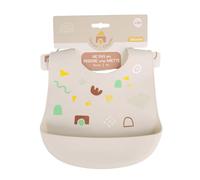 DORON & CHARLIE - Babero - Comida de Bebé - 056612 - Beige - Silicona - Diseño - Ajustable - Impermeable - Lavable - Impermeable - 1ª Edad - Babero Suave - Puericultura - A partir de 3 meses