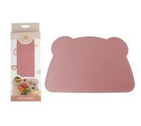DORON & CHARLIE - Juego de Mesa - Comida de Bebé - 056620 - Rosa - Silicona - Diseño de Oso - Antideslizante - Impermeable - Lavable - Impermeable - 1era Edad - Puericultura - Fácil de Limpiar