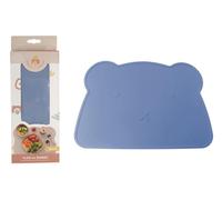 DORON & CHARLIE - Juego de Mesa - Comida de Bebé - 056621 - Azul - Silicona - Diseño de Oso - Antideslizante - Impermeable - Lavable - Impermeable - 1era Edad - Puericultura - Fácil de Limpiar