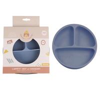 DORON & CHARLIE - Plato con Ventosa - Comida para Niños - 056701 - Azul - Silicona - 3 Compartimentos - Compatible con Microondas - Lavable en la Máquina - Fácil de Limpiar - A partir de 4 meses