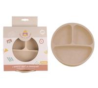 DORON & CHARLIE - Plato con Ventosa - Comida para Niños - 056702 - Beige - Silicona - 3 Compartimentos - Compatible con Microondas - Lavadora - Fácil de Limpiar - Ergonómico - A partir de 4 meses