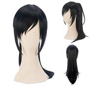 Dororo Hyakkimaru Wig Rambut Cosplay Topi Wig + Rambut Palsu Ekor Kuda Dapat Dilepas Chip Sintetis Hitam