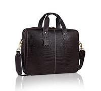 DORPER MONEY HILL LB78-M - Maletín de piel para hombre, color negro, bolsa de mensajero para laptop, MacBook, bolsa de oficina formal, unisex, con correa para carrito, CROCO-BROWN, Western