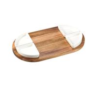 Dorre Bandeja de servir y cuencos Sevyn. 5 piezas Acacia-porcelana blanca