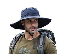 DORRISO ala Ancha Sombrero de Sol Bucket Hat para Hombres - Protección UV UPF 50+ Impermeable Convertible Ajustable para Senderismo Playa Jardinería Vacaciones Ciclismo Camping Azul