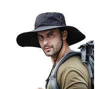 DORRISO ala Ancha Sombrero de Sol Bucket Hat para Hombres - Protección UV UPF 50+ Impermeable Convertible Ajustable para Senderismo Playa Jardinería Vacaciones Ciclismo Camping Negro