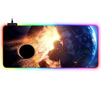 DORRISO Alfombrilla de Ratón Juegos Grandes RGB 900x400x3 mm XXL Alfombrilla Raton Gaming Impermeable Base de Goma Antideslizante para Gamers Ordenador y Oficina Mousepad Planeta A