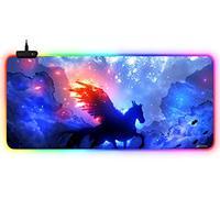 DORRISO Alfombrilla de Ratón Juegos Grandes RGB 900x400x3 mm XXL Alfombrilla Raton Gaming Impermeable Base de Goma Antideslizante para Gamers Ordenador y Oficina Mousepad Caballo Azul