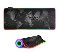 DORRISO Alfombrilla de Ratón RGB Extra Grande XL 800x300x4mm RGB Gaming Alfombrilla Raton Impermeable con Base de Goma Antideslizante para Gamers Ordenador PC y Laptop Mapa