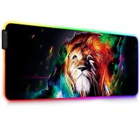 DORRISO Alfombrilla de Ratón RGB Grande XLL 800x300x4 mm Gaming Alfombrilla Raton RGB Impermeable con Base de Goma Antideslizante Mouse Pad para Gamers Ordenador PC y Laptop León