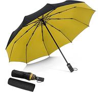 DORRISO Automático Plegable Paraguas Mujer Hombres Portátil Viajar Paraguas Antiviento Impermeable Compacto Duradero Viaje Al Aire Libre Amarillo