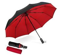DORRISO Automático Plegable Paraguas Mujer Plegable Paraguas Hombres Portátil Viajar Paraguas Antiviento Impermeable Paraguas Rojo