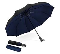 DORRISO Automático Plegable Paraguas Mujer Plegable Paraguas Hombres Portátil Viajar Paraguas Antiviento Impermeable Paraguas Azul