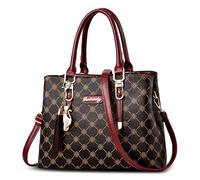 DORRISO Bolsos de Mujer Bolso de Hombro Lindo Colgante Moda Patrón de Cadrícula Diseño Tote Bolso Elegante Trabajo Escuela Viajes Casual Diario Señora Bolsos Rojo