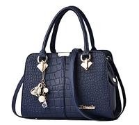 DORRISO Bolsos para Mujer - Impermeable PU Cuero Múltiples Compartimentos Elegante Colgante Versátil para Trabajo Viajes Shopper Casual Diario Oficina Azul Medianoche