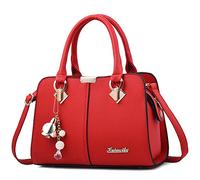 DORRISO Bolsos para Mujer - Impermeable PU Cuero Múltiples Compartimentos Elegante Colgante Versátil para Trabajo Viajes Shopper Casual Diario Oficina Rojo Joya