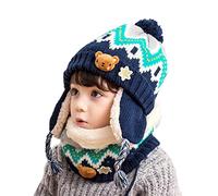 DORRISO Conjunto de Sombrero y Bufanda para Bebé Niño Niña - Linda y Cómoda para Otoño Invierno Primavera - Gorro Azul B