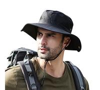 DORRISO Hombres Ancha Sombrero para el Sol Sombrero de Vacaciones Viaje Pesca Gorro Transpirable Ocio Gorra Cómodo Vacaciones Viaje Playa Gorro de Pescador Negro