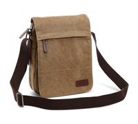 DORRISO Hombres Bolso de Bandolera Moda Lona Pequeña Bolsa de Hombro Ligero Viaje Escolares Campamentos Trabajo Bolsos Durable Viaje Hombres Messenger Bag Marrón