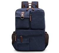 DORRISO Hombres Mochila para Portátil Juveniles Mochila Escolar Adapta a 15.6 Pulgadas Portátiles Mochila de Negocios Trabajar Viaje Causal Montañismo Cámping Lona Mochila Azul