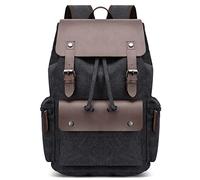 DORRISO Hombres Mochila para Portátil Juveniles Mochila Escolar Adapta a Portátiles 15.6 Pulgadas Mochila de Negocios Trabajar Viaje Conmutar Montañismo Cámping Causal Lona Mochila Negro