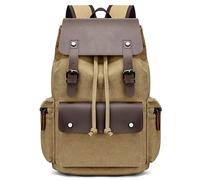 DORRISO Hombres Mochila para Portátil Juveniles Mochila Escolar Adapta a Portátiles 15.6 Pulgadas Mochila de Negocios Trabajar Viaje Conmutar Montañismo Cámping Causal Lona Mochila Caqui