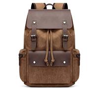 DORRISO Hombres Mochila para Portátil Juveniles Mochila Escolar Adapta a Portátiles 15.6 Pulgadas Mochila de Negocios Trabajar Viaje Conmutar Montañismo Cámping Causal Lona Mochila Marrón