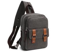 DORRISO Hombres Mujeres Mochila Moda Pequeña Bolsa de Hombro para Viaje Bolsa de Pecho Escolares Conmutar Causal Bolsos Mochila Lona Messenger Bag Gris
