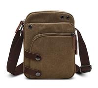 DORRISO Moda Bolso de Bandolera Lona Hombres Pequeña Bolsa de Hombro Ligero Viaje Escolares Trabajo Bolsos Durable Conveniente Hombres Lona Messenger Bag Caqui