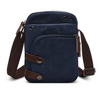 DORRISO Moda Bolso de Bandolera Lona Hombres Pequeña Bolsa de Hombro Ligero Viaje Escolares Trabajo Bolsos Durable Conveniente Hombres Lona Messenger Bag Azul