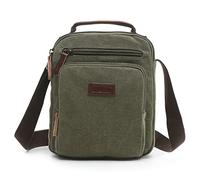 DORRISO Moda Hombres Bolso de Bandolera Lona Pequeña Bolsa de Hombro Viaje Ligero Escolares Campamentos Trabajo Bolsos Durable Hombres Messenger Bag Verde