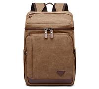 DORRISO Moda Hombres Mochila para Portátil Juveniles Mochila Escolar Adapta Portátiles 15.6 Pulgadas Mochila de Negocios Trabajar Viaje Conmutar Cámping Causal Gran Capacidad Lona Mochila L Marrón